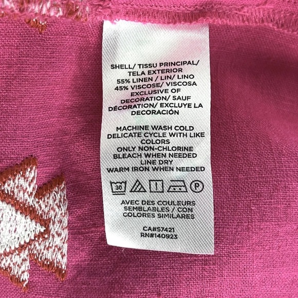 LOFT Top Womens XS Hot Pink Tiered Sleeveless  Peplum Swing Tank Linen Blend Top - Picture 6 of 12